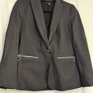 Ann Taylor Gray Structured Blazer with Notched Lapel
